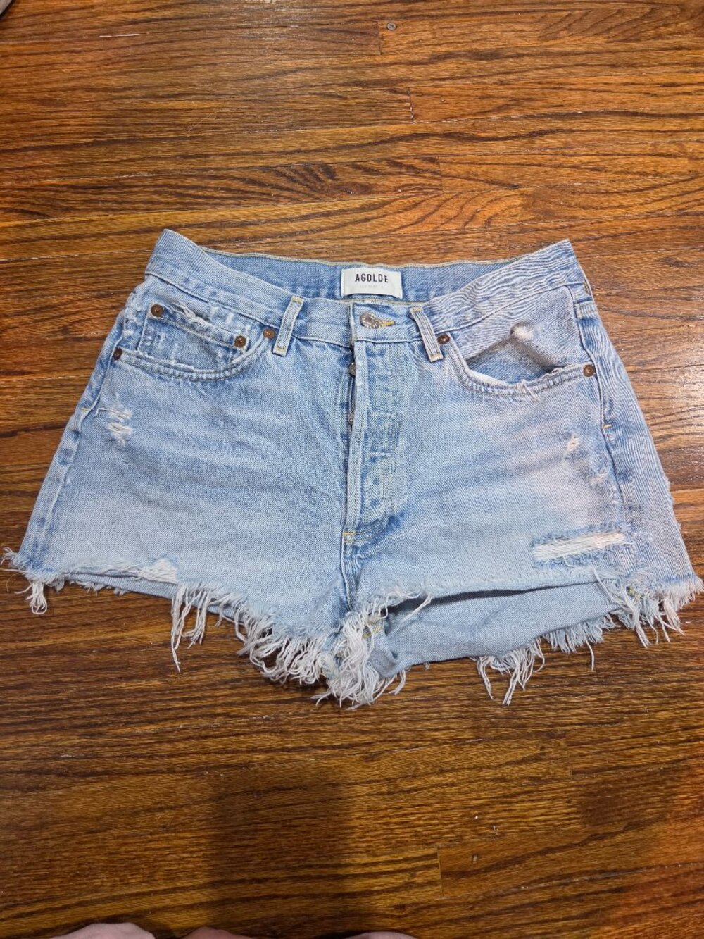 AGOLDE Parker Vintage Cut Off Denim Shorts Light Wash Size 26